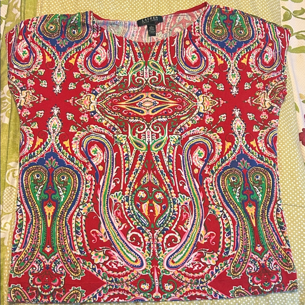Lauren Ralph Lauren Red Multicolor Paisley Blouse